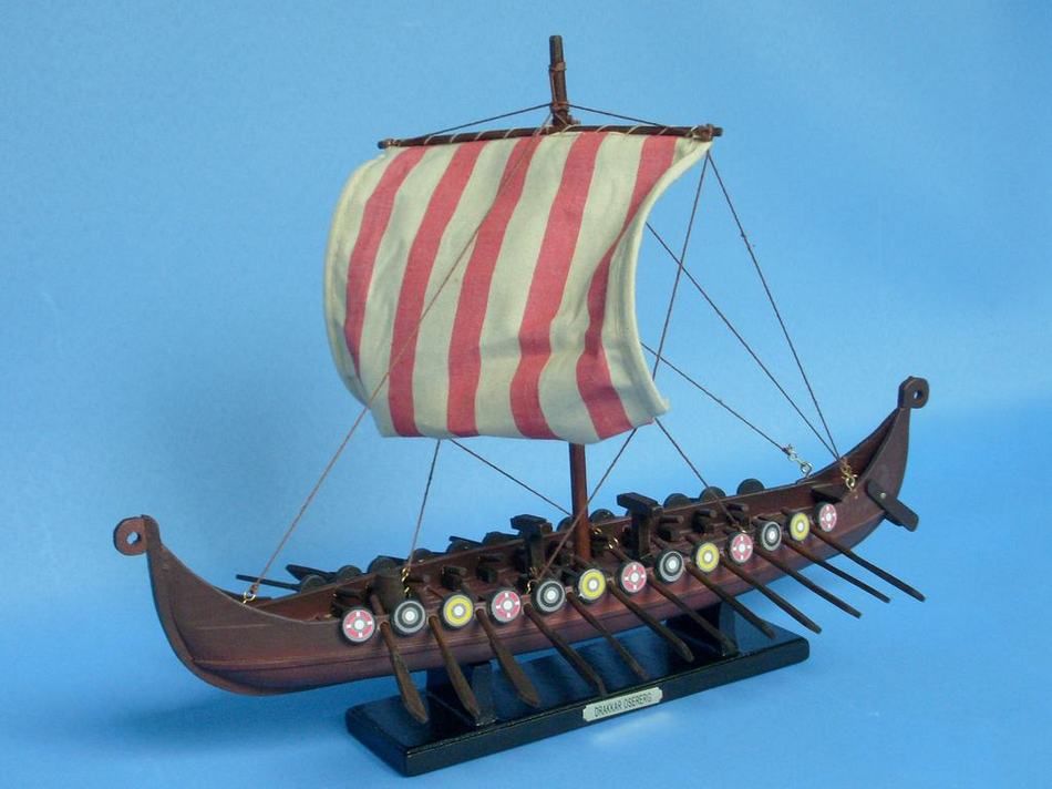 buy wooden viking drakkar model boat 14in - model ships