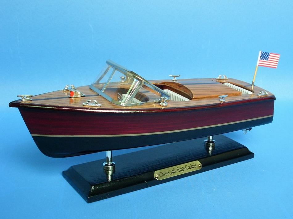 Buy Wooden Chris Craft Triple Cockpit Model Speedboat 14 ...
