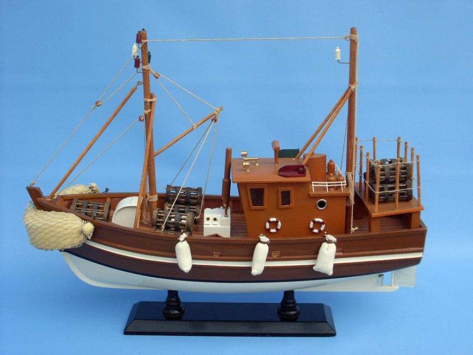 Buy Wooden Liquid Asset Model Fishing Boat 18in - Model Ships