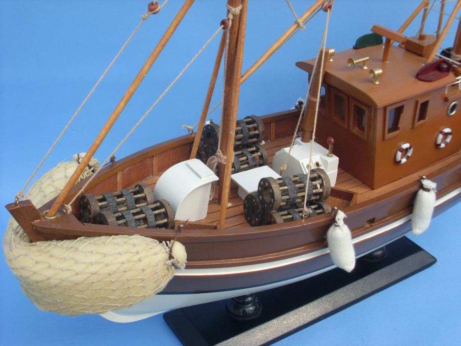 buy wooden liquid asset model fishing boat 18in - model ships