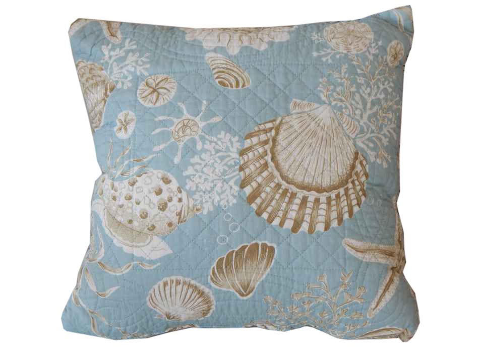 Buy Quilted Natural Shells Decorative Throw Pillow 14in - Nautical Decor