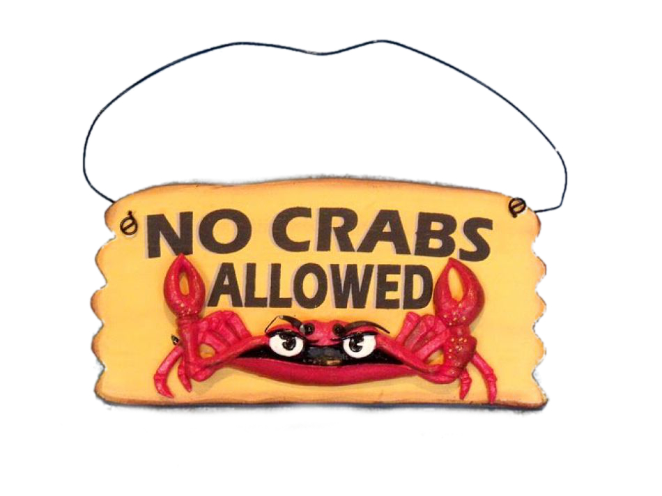 Wholesale Wooden No Crabs Allowed Sign 8in - Hampton Nautical