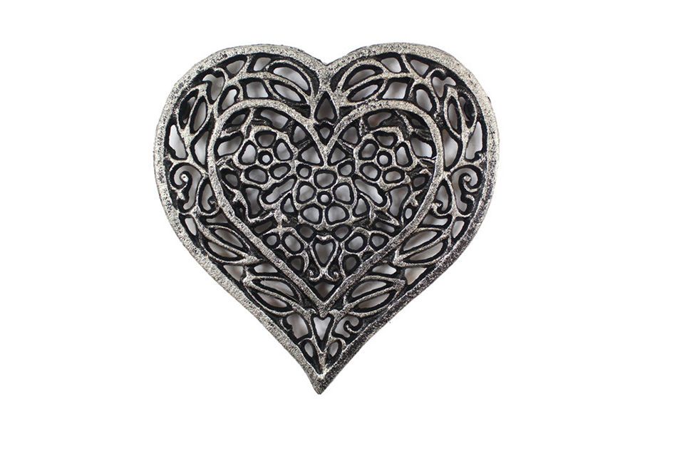 Wholesale Rustic Silver Cast Iron Heart Shaped Trivet 7