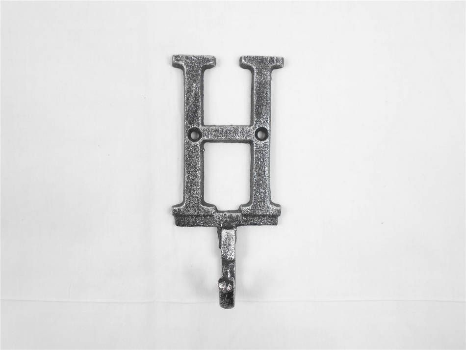 Buy Rustic Silver Cast Iron Letter H Alphabet Wall Hook 6in - Model Ships