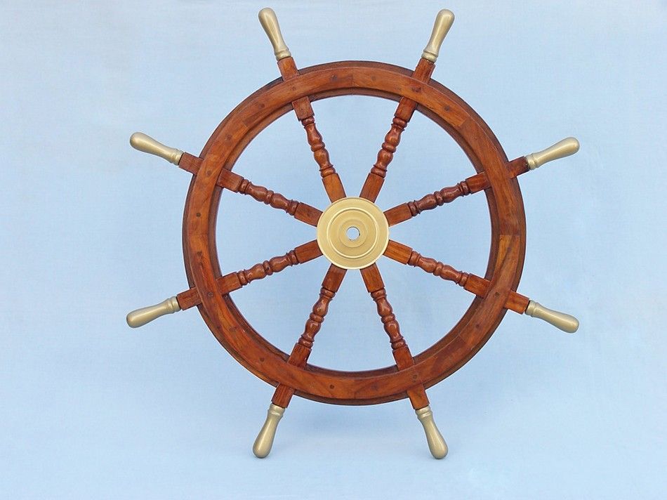 Buy Wood and Brass Ship Wheel 36in with Brass Spokes ...